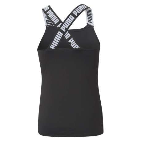 Débardeur noir uni coupe près du corps avec un col rond et logo de la marque floqué - Image 2