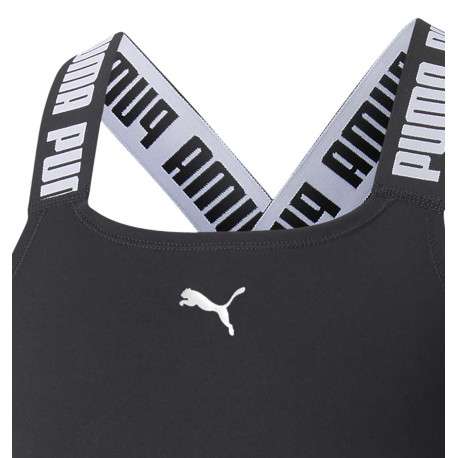 Débardeur noir uni coupe près du corps avec un col rond et logo de la marque floqué - Image 3