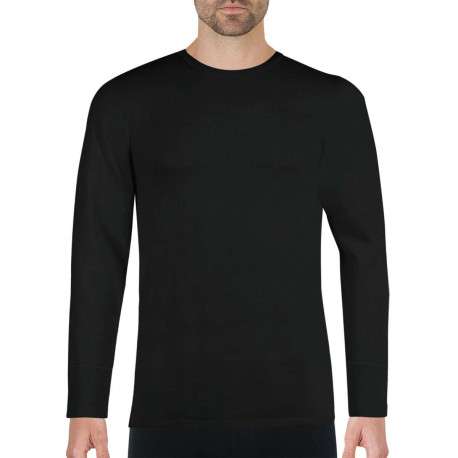 T-Shirt noir uni en coton mélangé coupe droite col rond - Image 3