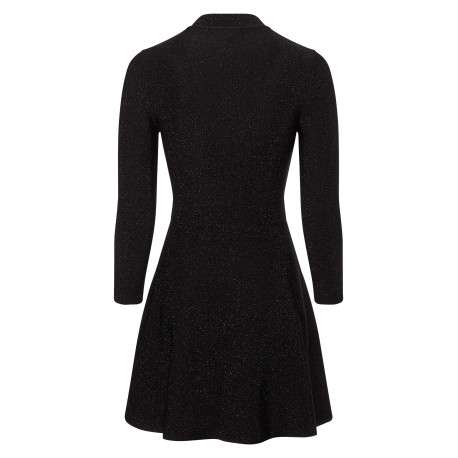 Robe patineuse noire pailleté coupe courte à col montant et manches longues - Image 4