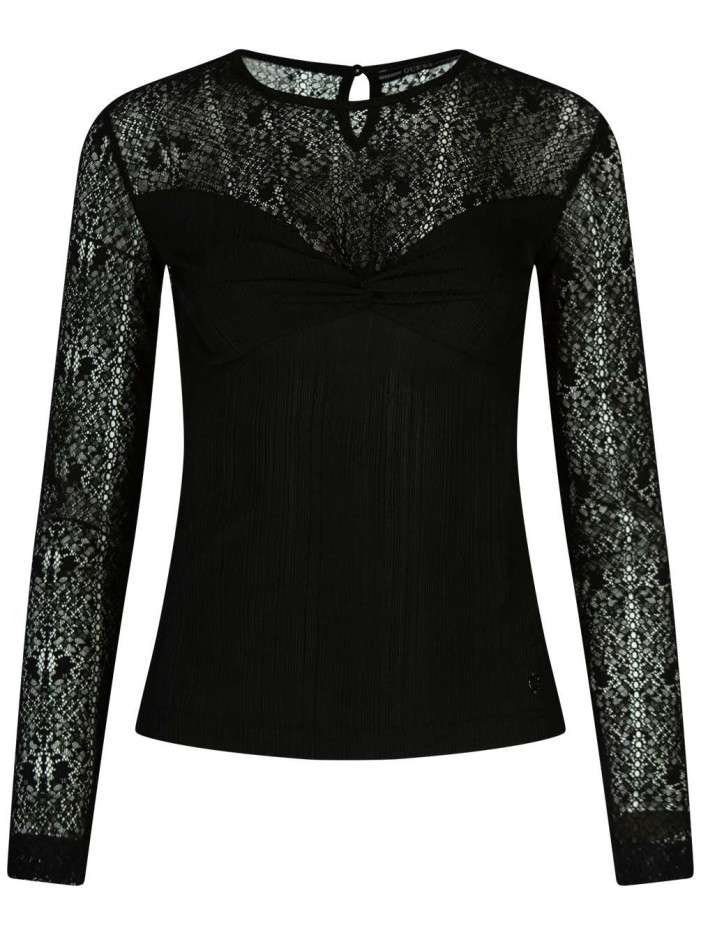 T-shirt bi-matière noir uni...