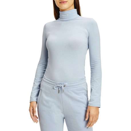 Pull ciel en coton coupe ajustée à col roulé, manches longues et floqué au niveau du col - Image 3
