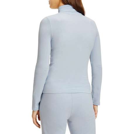Pull ciel en coton coupe ajustée à col roulé, manches longues et floqué au niveau du col - Image 4