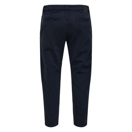 Pantalon chino marine en coton uni avec une coupe régular et 2 poches arrières - Image 2