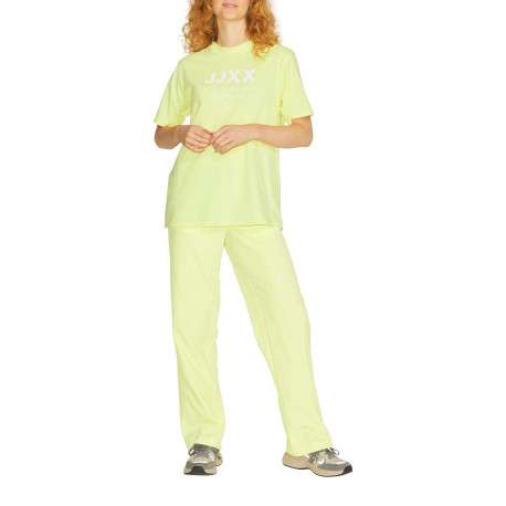 Pantalon de jogging jaune uni coupe évasée et taille élastiquée - Image 7