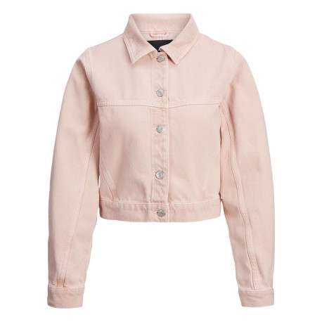 Blouson pêche en coton uni à col chemise et manches longues avec boutons argentés - Image 5