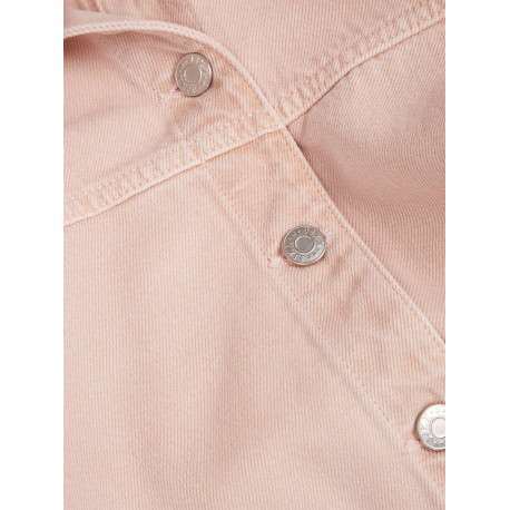 Blouson pêche en coton uni à col chemise et manches longues avec boutons argentés