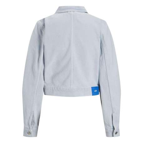 Blouson ciel en coton uni à col chemise et manches longues avec boutons argentés - Image 5