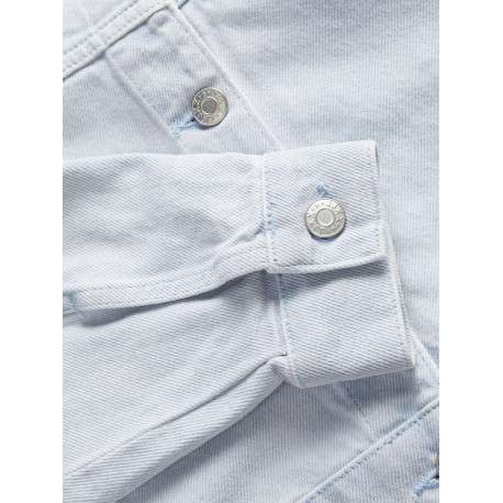 Blouson ciel en coton uni à col chemise et manches longues avec boutons argentés - Image 6