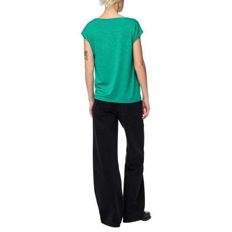T-shirt vert uni avec une coupe droite et des manches courtes - Image 2