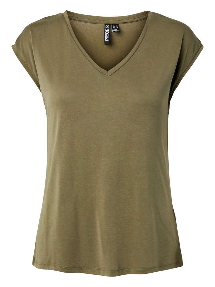 T-shirt kaki uni avec une...