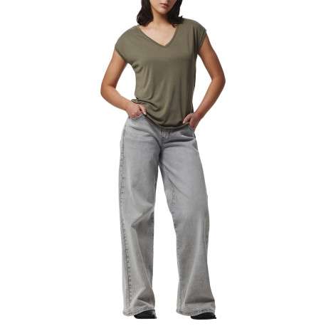 T-shirt kaki uni avec une coupe droite et des manches courtes - Image 3