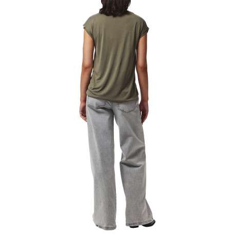T-shirt kaki uni avec une coupe droite et des manches courtes - Image 4