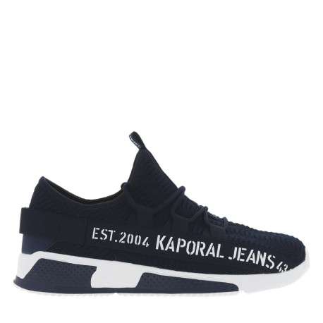 Baskets Running bleu marine slip-on avec logo sur les côtés et talon semi-compensé - Image 2
