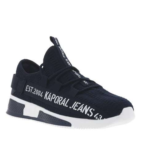 Baskets Running bleu marine slip-on avec logo sur les côtés et talon semi-compensé