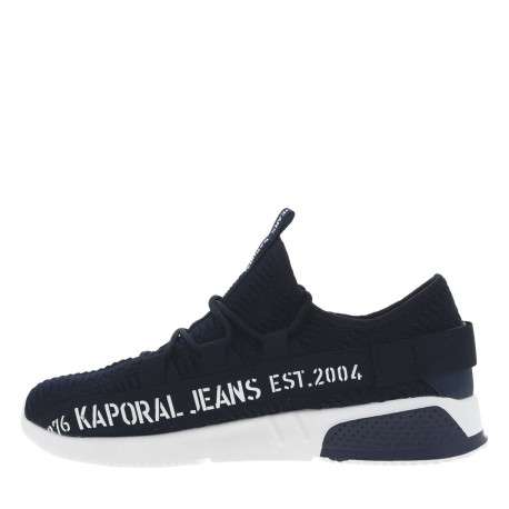 Baskets Running bleu marine slip-on avec logo sur les côtés et talon semi-compensé - Image 3