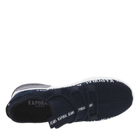 Baskets Running bleu marine slip-on avec logo sur les côtés et talon semi-compensé - Image 5