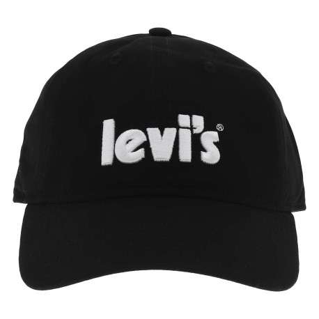 Casquette noire unie en coton à logo brodé et une bande auto agrippante