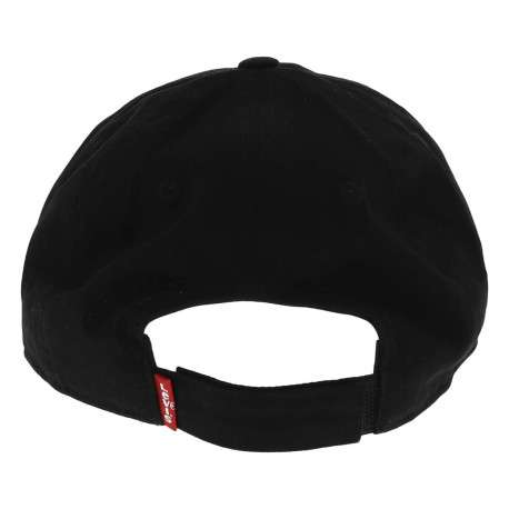 Casquette noire unie en coton à logo brodé et une bande auto agrippante - Image 2