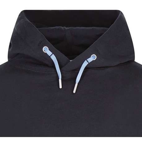 Sweat à capuche marine en coton uni coupe droite col croisé à manches longues - Image 3