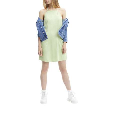 Robe courte tilleul uni à bretelles croisées dans le dos - Image 5