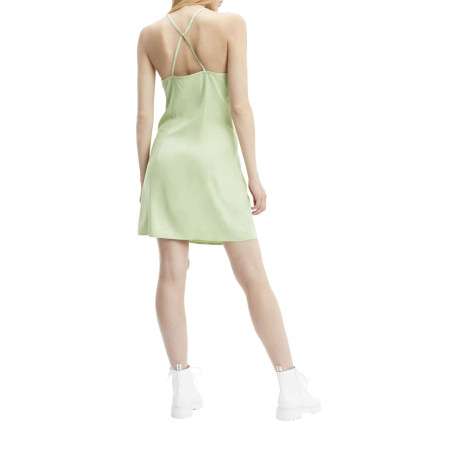 Robe courte tilleul uni à bretelles croisées dans le dos - Image 7