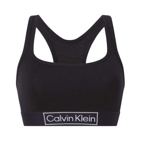 Brassière noire unie avec nom de la marque sur la bande élastiquée - Image 4