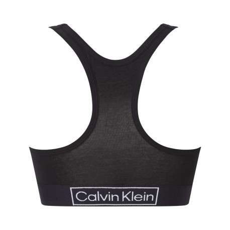 Brassière noire unie avec nom de la marque sur la bande élastiquée - Image 5