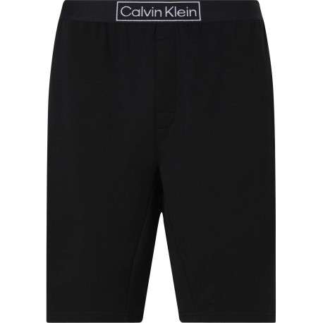 Short de pyjama noir avec bande élastiquée et logo écriture blanc