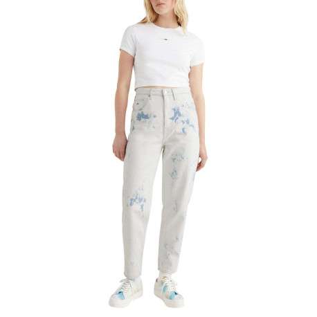 Jean ""Mom Jean Uhr Tprd"" blanc en coton coupe regular fit à 5 poches - Image 2
