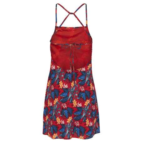 Robe courte rouge fleurie à col carré avec décolleté rond dans le dos - Image 2