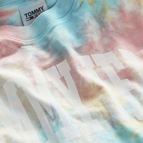 T-shirt cropped multicolore en coton biologique col rond et manches courtes coupe oversize - Image 4