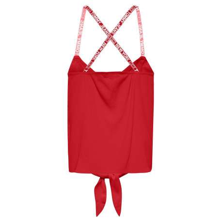 Top rouge col v avec drapeau brodé sur le côté gauche de la poitrine - Image 2