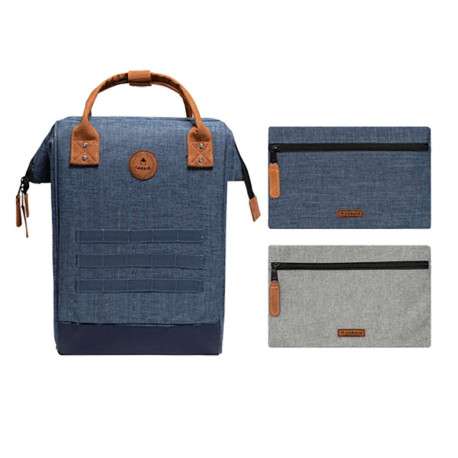 Sac à dos marine uni avec poches interchangeables et fermeture zippée