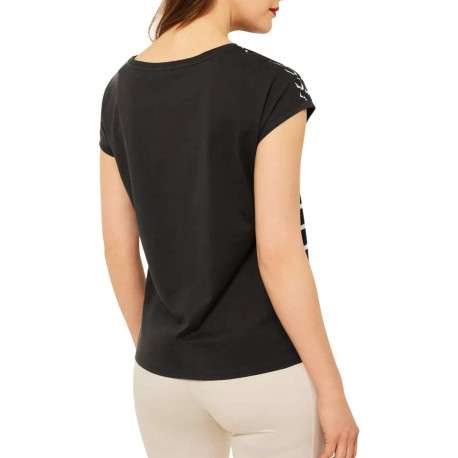 T-shirt kaki en coton fantaisie coupe régular avec un col rond et un imprimé papillon aux épaules - Image 3