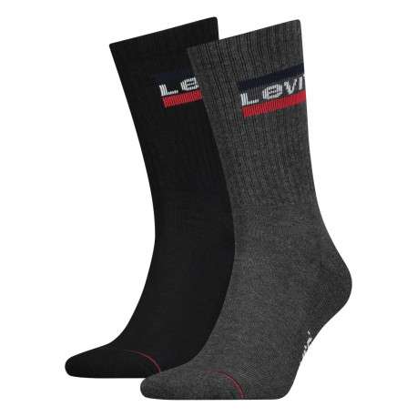 Lot de 2 paires de chaussettes hautes noires en coton mélangé unies avec une coupe haute