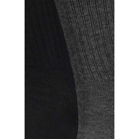 Lot de 2 paires de chaussettes hautes noires en coton mélangé unies avec une coupe haute - Image 2