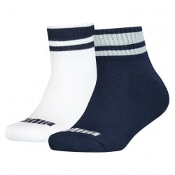 Lot de 2 chaussettes mi-hautes blanche et bleu marine fantaisies en coton mélangé