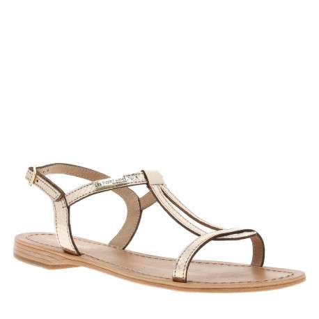 Sandales à talon plat Hamat dorées en cuir effet peau de serpent