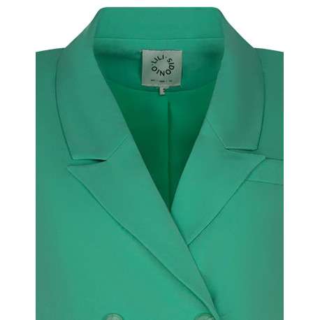 Blazer vert uni avec double boutonnage coupe cropped col cranté à manches longues - Image 3