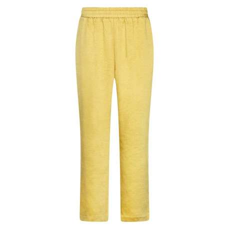 Pantalon jogging jaune uni en satin épais coupe large