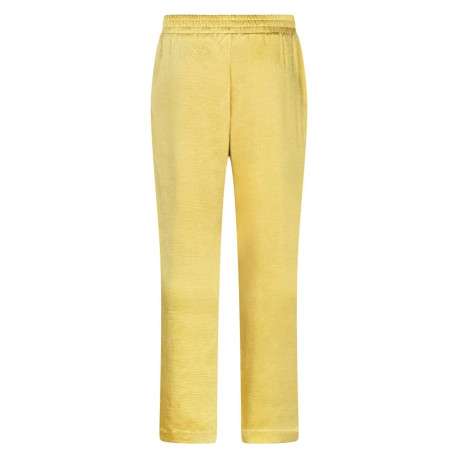 Pantalon jogging jaune uni en satin épais coupe large - Image 2