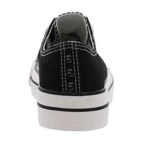 Baskets basses Davia noires en toile avec semelle plateforme et lacets plats blancs - Image 4