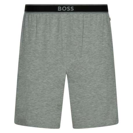 Short de pyjama gris uni coupe droite fluide avec taille élastiquée