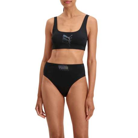 Bas de maillot de bain noir fantaisie avec le nom de la marque triplé floqué à l'avant - Image 3