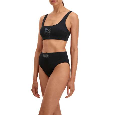 Bas de maillot de bain noir fantaisie avec le nom de la marque triplé floqué à l'avant - Image 5
