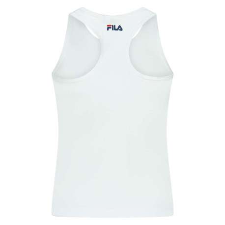 Débardeur blanc en coton uni avec logo floqué coupe droite col rond - Image 2