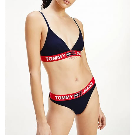 String marine uni avec ceinture rouge unie et nom de la marque imprimé - Image 5