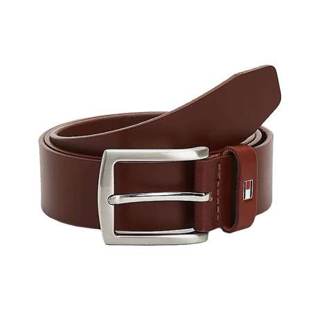 Ceinture camel en cuir unie avec extrémité en pointe