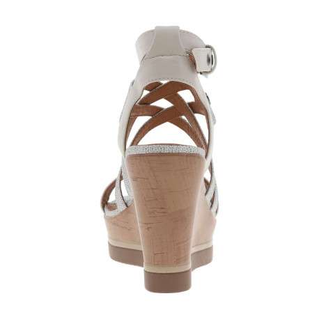 Nu-pieds à talon compensé haut Kolda grises en cuir avec boucle et œillets métalliques - Image 4